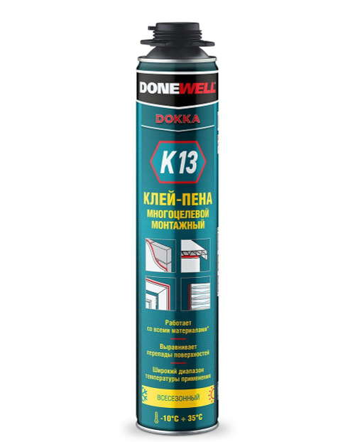 Клей-пена многоцелевой монтажный DONEWELL DOKKA K13 1000 мл, 700 гр
