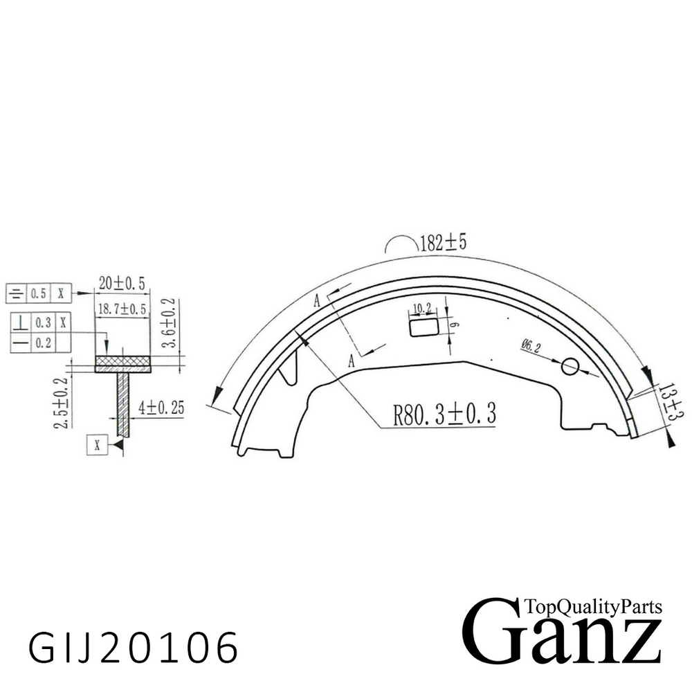 Колодки барабанные BMW E81/E87/E46/E90/F20/F30 all 98 GANZ GIJ20106