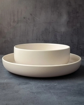 Тарелка с бортом d=21.5 cм,фарфор "NOBLE" серия "Fine Plus-Light Grey"