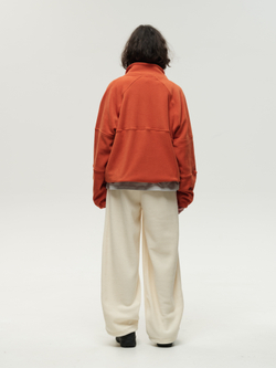 Drawstring Half-Zipped Sweatshirt Orange