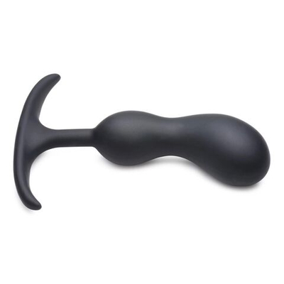 Черный массажер простаты с утяжелителями Premium Silicone Weighted Prostate Plug Medium - 16,3 см. (Цвет: черный)