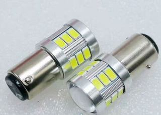 Светодиод 12-24V T25\5  18SMD 5630 белый LENZ (BAY15D) (2конт) (кт2бл) #10-60T25/5/18SMD/W-2