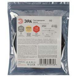 Светодиодная лента ЭРА LS2835-60LED-IP20-WW-eco-5m теплый белый 1 год | Светодиодные ленты 12В 1 год