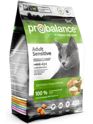 Сухой корм ProBalance Sensitive для взрослых кошек с чувствительным пищеварением, с курицей и рисом