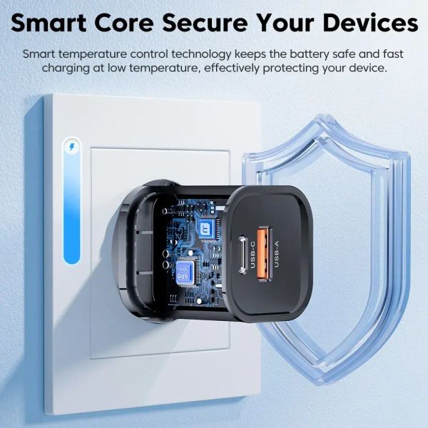 Адаптер питания Toocki 33Вт (Type-C + USB-A) Черный