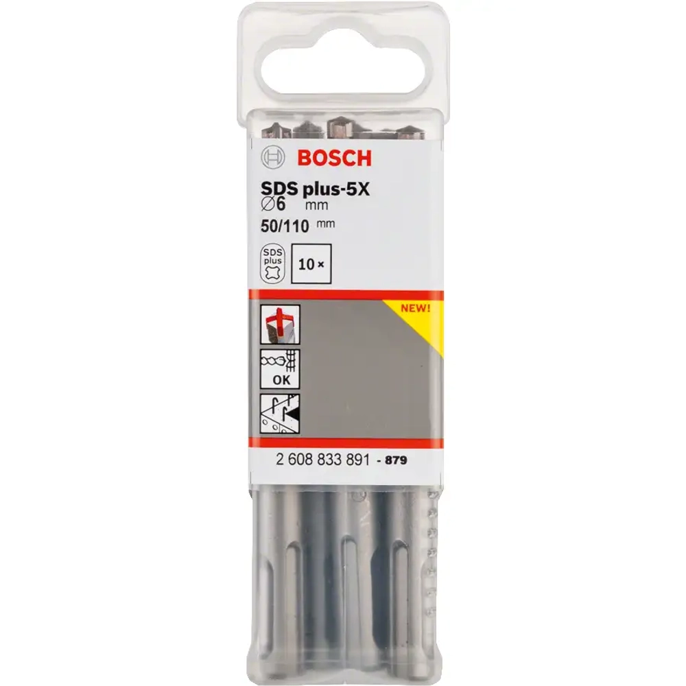 Бур по бетону SDS plus-5X 6x50x110 мм, 10 шт. BOSCH 2608833891