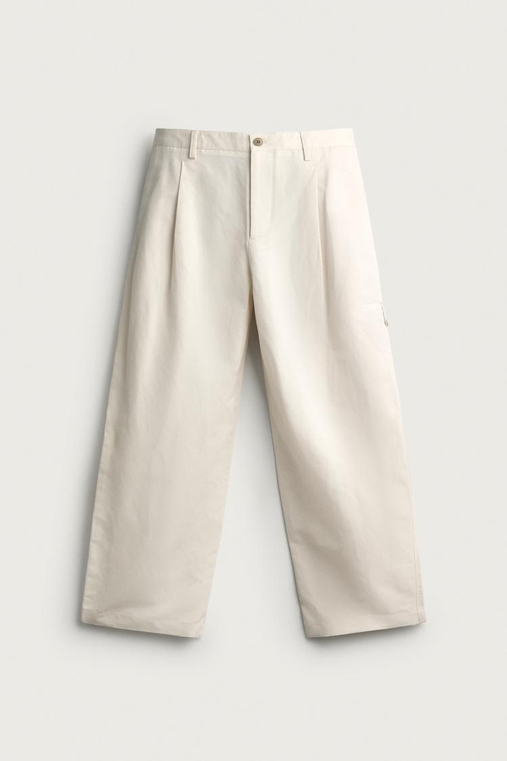 ZARA БРЮКИ RELAXED FIT СО СКЛАДКАМИ, ЭКРЮ