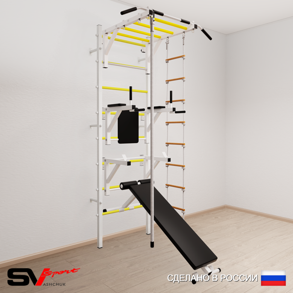 Шведская стенка Sv Sport усиленная 665 (Турник рукоход/Брусья/Стойка/Скамья/Канат/Лестница)