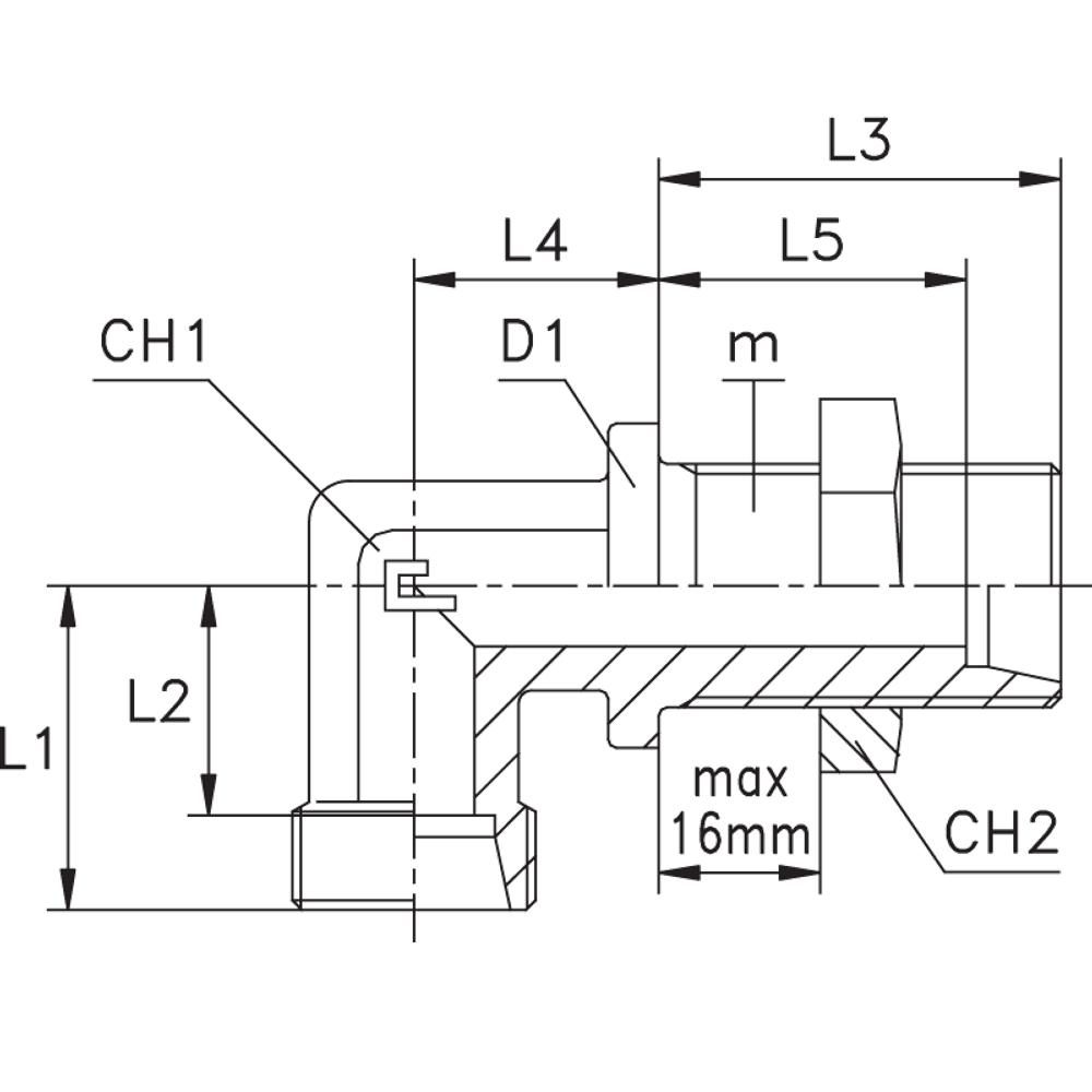 Соединение PD90 DS12 20х1.5 (корпус)