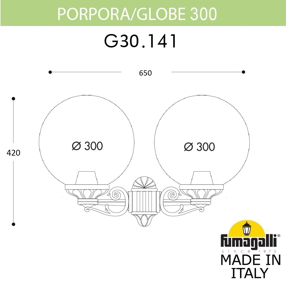 Уличный настенный светильник Fumagalli GLOBE 300 G30.141.000.VYF1R