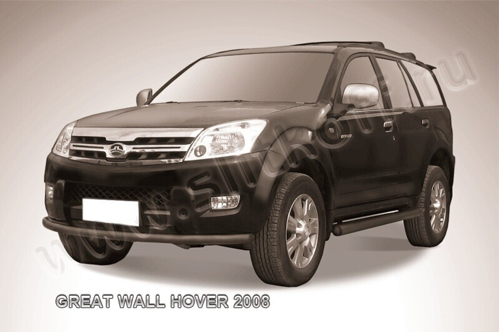 Защита переднего бампера (нержавейка) Great Wall Hover (2005-2010) d57 (черный)