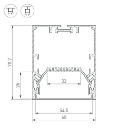 Профиль SL-LINE-6070-2000 ANOD (Arlight, Алюминий) 028993