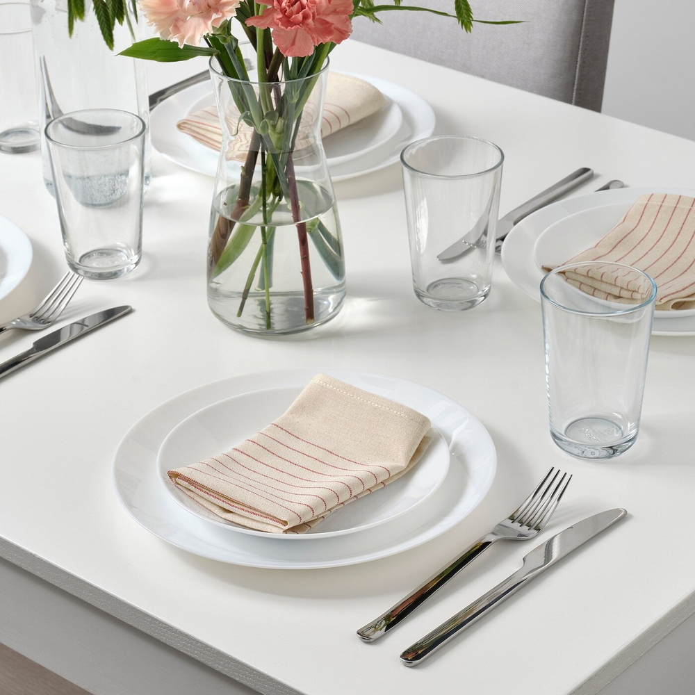 IKEA VIPPSTARR  (ИКЕА ВИППСТАРР)  -  Салфетка, полосатый узор, красный/натуральный, 30x30 см