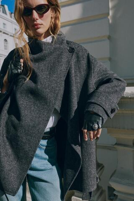 ZARA КОЖАНЫЕ МИТЕНКИ С КОЛЬЦАМИ, ЧЕРНЫЙ