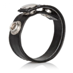 Кожаное эрекционное кольцо Leather 3-Snap Ring (Цвет: черный)