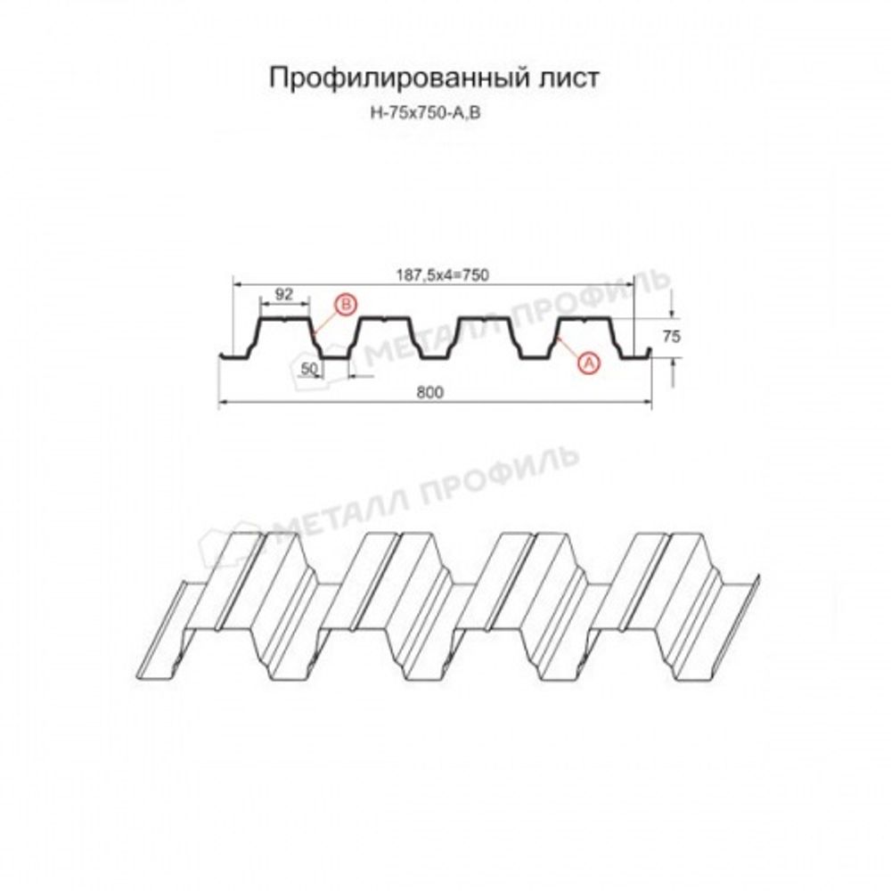 Профнастил Н-75x750-A (ПЭ-01-5005-0,7)