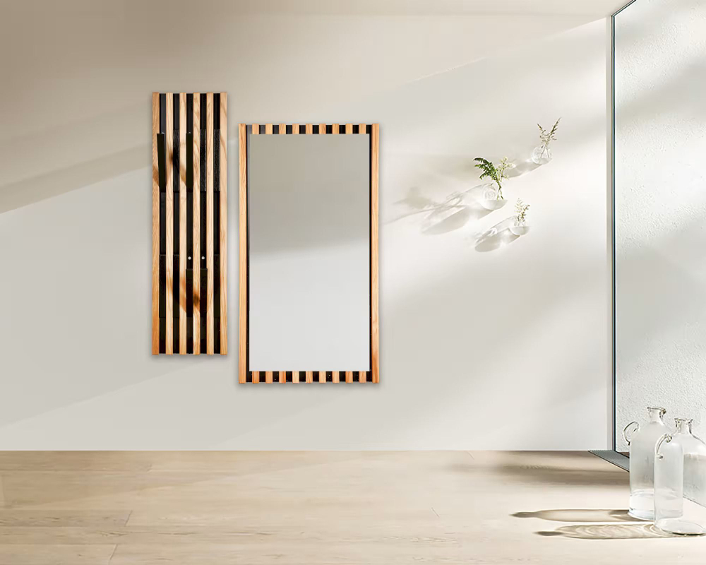 Зеркало настенное Пиафорте Нигелла 33×120, узкое, рама из массива дуба