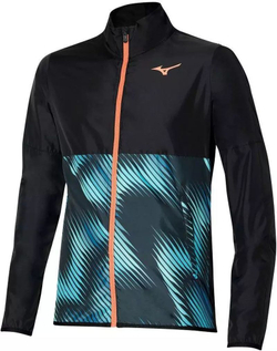 Мужская теннисная толстовка Mizuno Printed Jacket — black/blue ashes