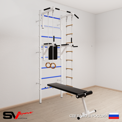 Шведская стенка Sv Sport усиленная 688 (Турник стандарт/Брусья/Скамья/Кольца/Лестница)