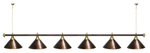 Лампа STARTBILLIARDS 6 пл. (плафоны золотые,штанга золотая,фурнитура золото)