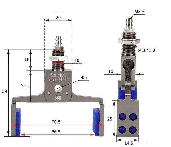 Mini–erg–55 # (clamping range: 41-57mm) no detection model