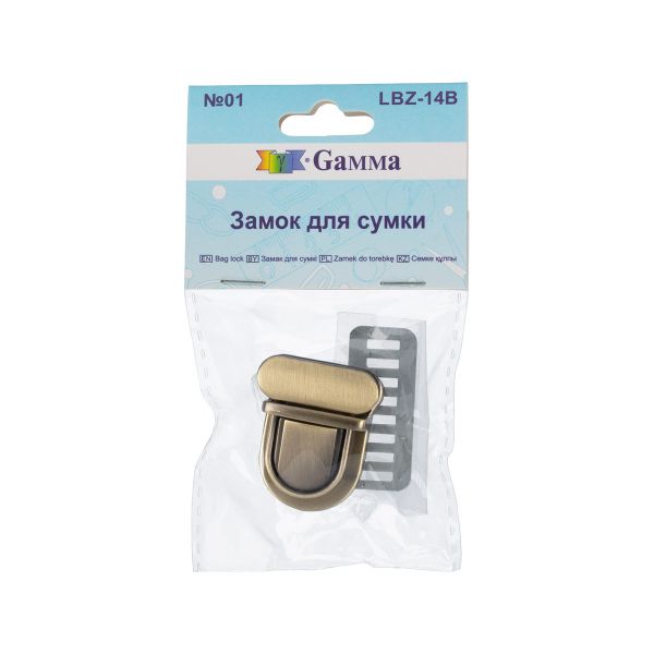 Замок для сумки 32х26 мм, 5 шт, под бронзу, Gamma LBZ-14B