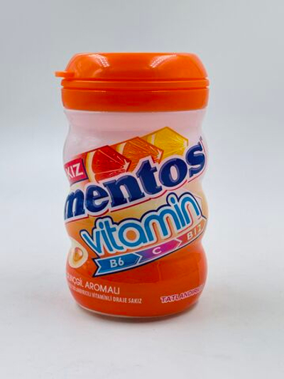Жевательная резинка Mentos с цитрусовым вкусом и витаминами В6, В12 и С, без сахара 90 г (Турция)