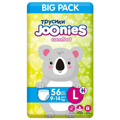 Трусики Joonies Comfort Big Pack L (9-14 кг) 56 шт