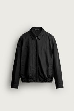 ZARA КУРТКА КЛАССИЧЕСКОГО КРОЯ СО СКЛАДКАМИ, ЧЕРНЫЙ
