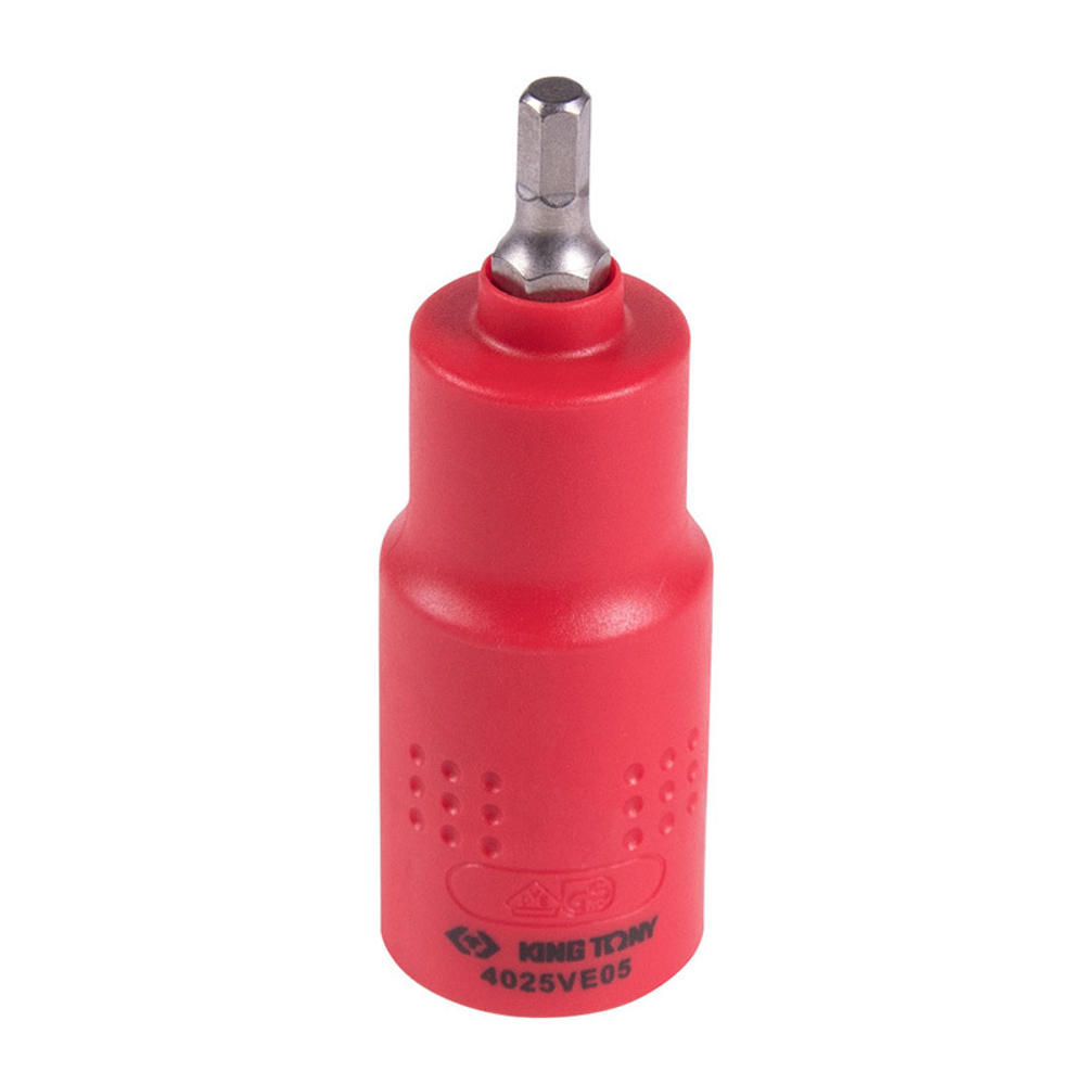 KING TONY (4025VE05) Насадка (бита) торцевая диэлектрическая 1/2", HEX, 5 мм, L = 75 мм