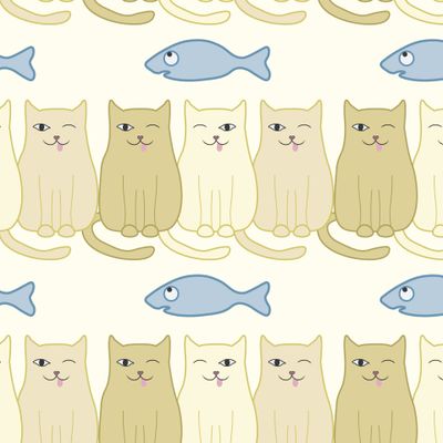 Котики и рыбка