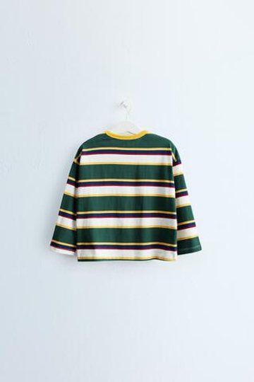 ZARA TIMELESS — ФУТБОЛКА В ПОЛОСКУ, ЧЕРНЫЙ/ЗЕЛЕНЫЙ
