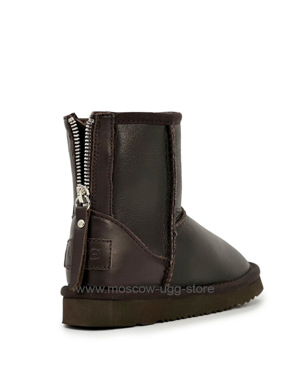 KIDS CLASSIC SHORT ZIP LEATHER chocolate