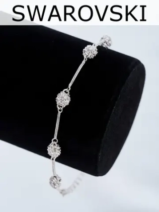 Браслет Серебряные шарики с кристаллами Swarovski