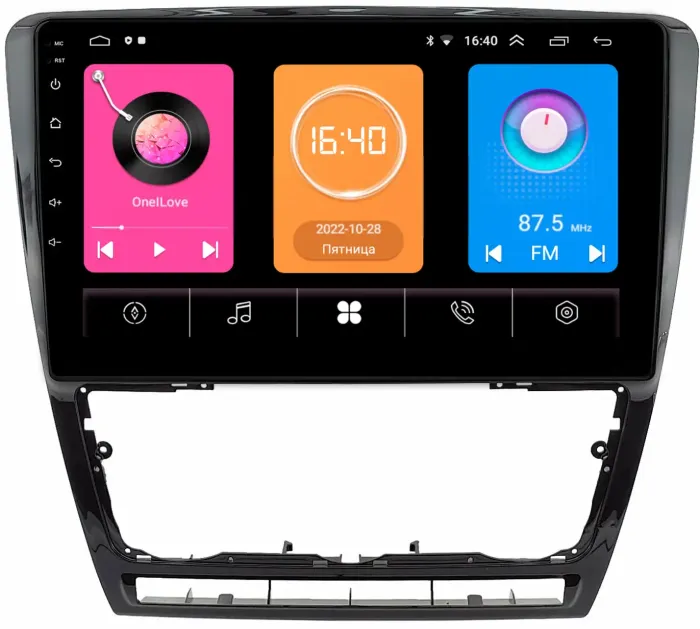 Магнитола для Skoda Octavia A5 2004-2013 (рамка черная глянцевая) - GT10-0229 на Android 10