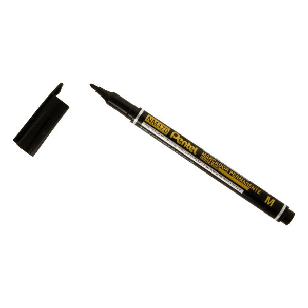 Маркер перманентный 1 мм, Medium Point, 12 шт, черный, Pentel NM470-A