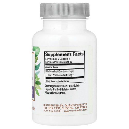 Quantum Health, Бузина, 60 капсул (200 мг в 1 капсуле)
