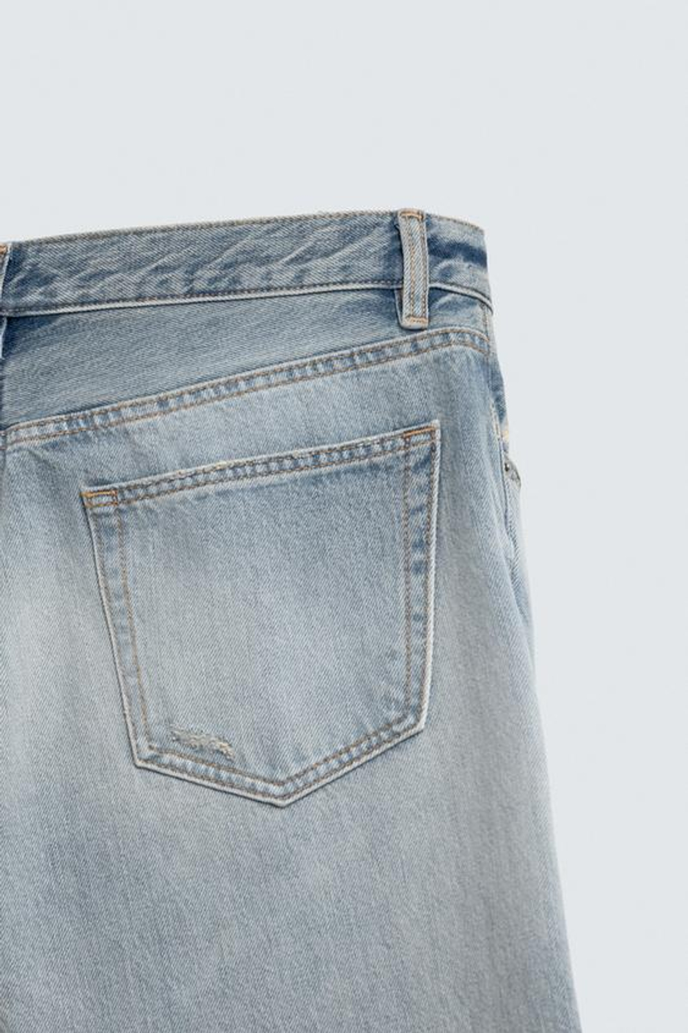 ZARA ДЖИНСЫ STRAIGHT FIT, СТАЛЬНОЙ СИНИЙ