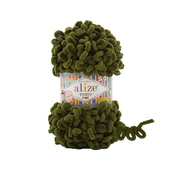 Пряжа Alize (Ализе) Puffy Fine / уп.5 мот. по 100 г, 14.5м, 620 хвойный мох