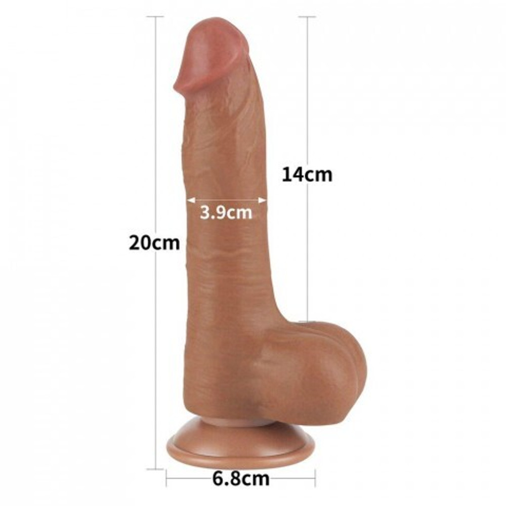 Реалистичный фаллоимитатор Lovetoy Sliding Skin (20×3,9 см) с двойным покрытием, коричневый