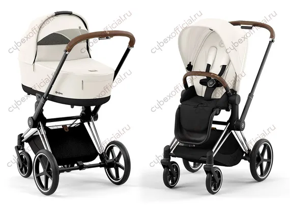 Детская коляска Cybex Priam IV 2 в 1 Off White шасси Chrome