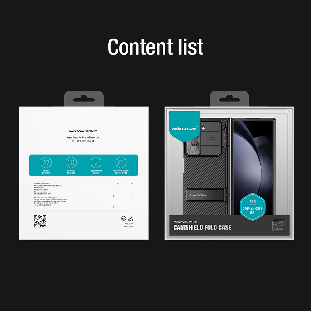 Усиленный чехол с защитной шторкой для камеры от Nillkin для Samsung Galaxy Z Fold 6 5G, серия CamShield Fold Case-Bracket Version (версия с подставкой)