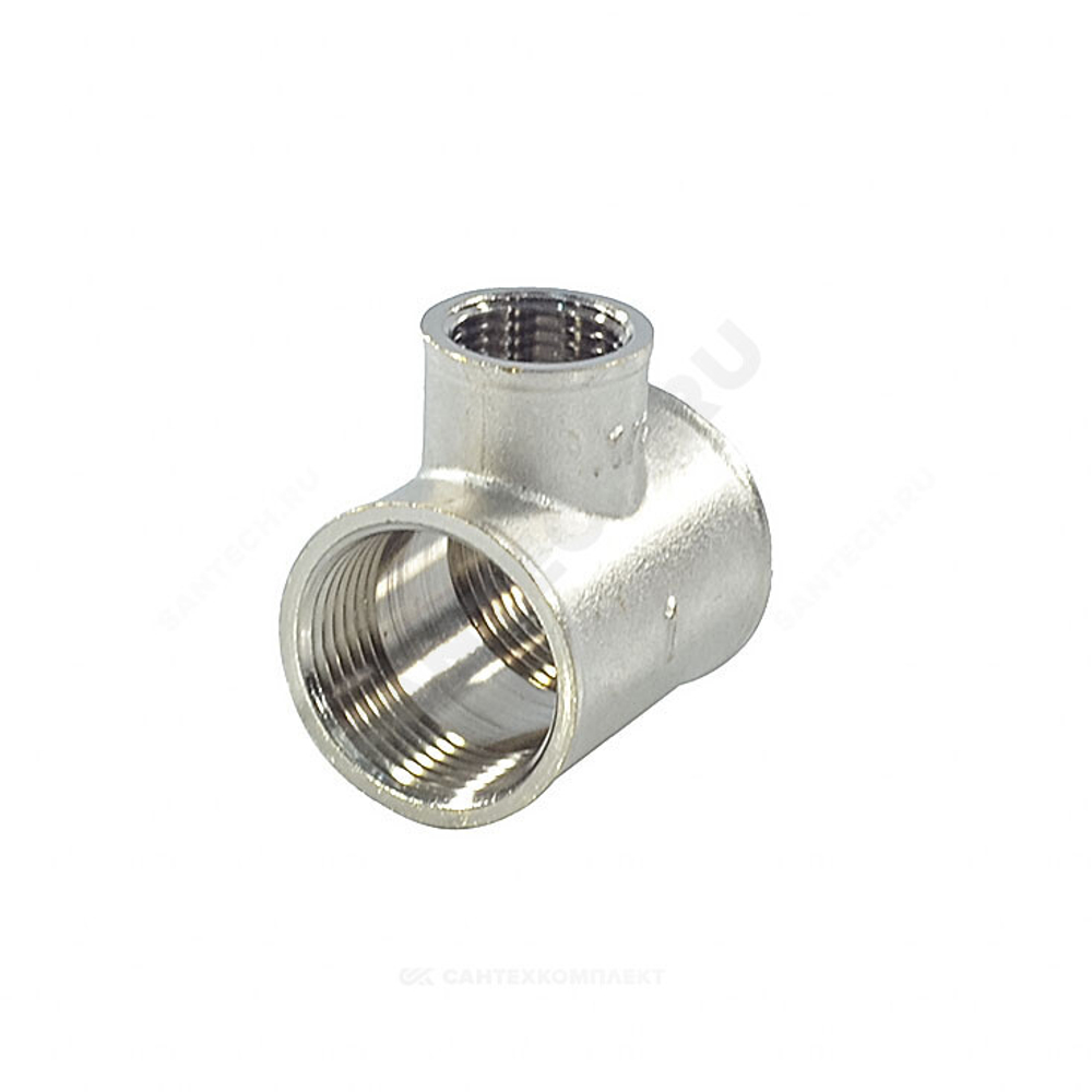 Тройник латунь никель переходной Ду 25х15х25 (1"х1/2"х1") ВР/ВР SantechSystems