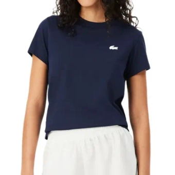 Женская теннисная футболка Lacoste Ultra Dry Technical Cotton Sport - navy blue