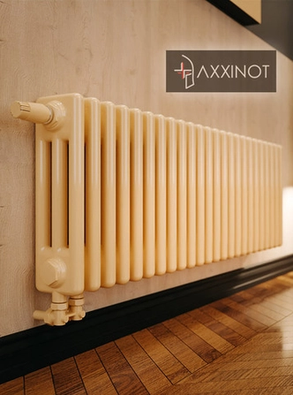 Axxinot Sentir 3040 - трехтрубный трубчатый радиатор высотой 400 мм, нижнее подключение с термовентилем, палитра RAL