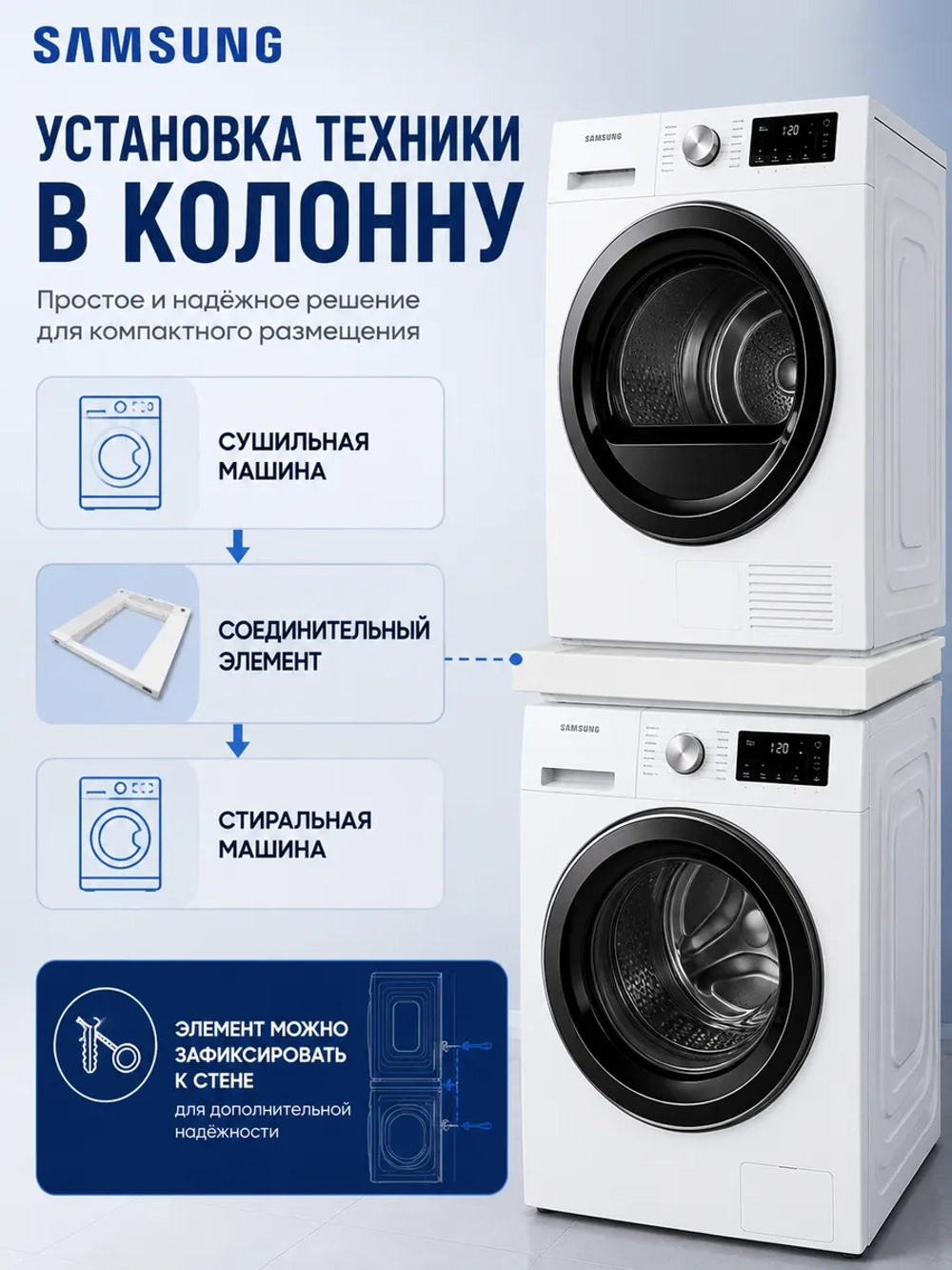 Соединительный элемент для стиральной и сушильной машины Samsung - C90001585