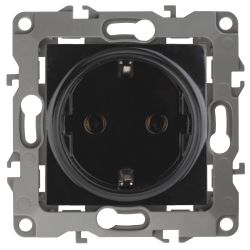 Розетка ЭРА Серия 12 12-2101-06 с заземлением 2P+E Schuko 16A-250В IP20 чёрный | Эра 12