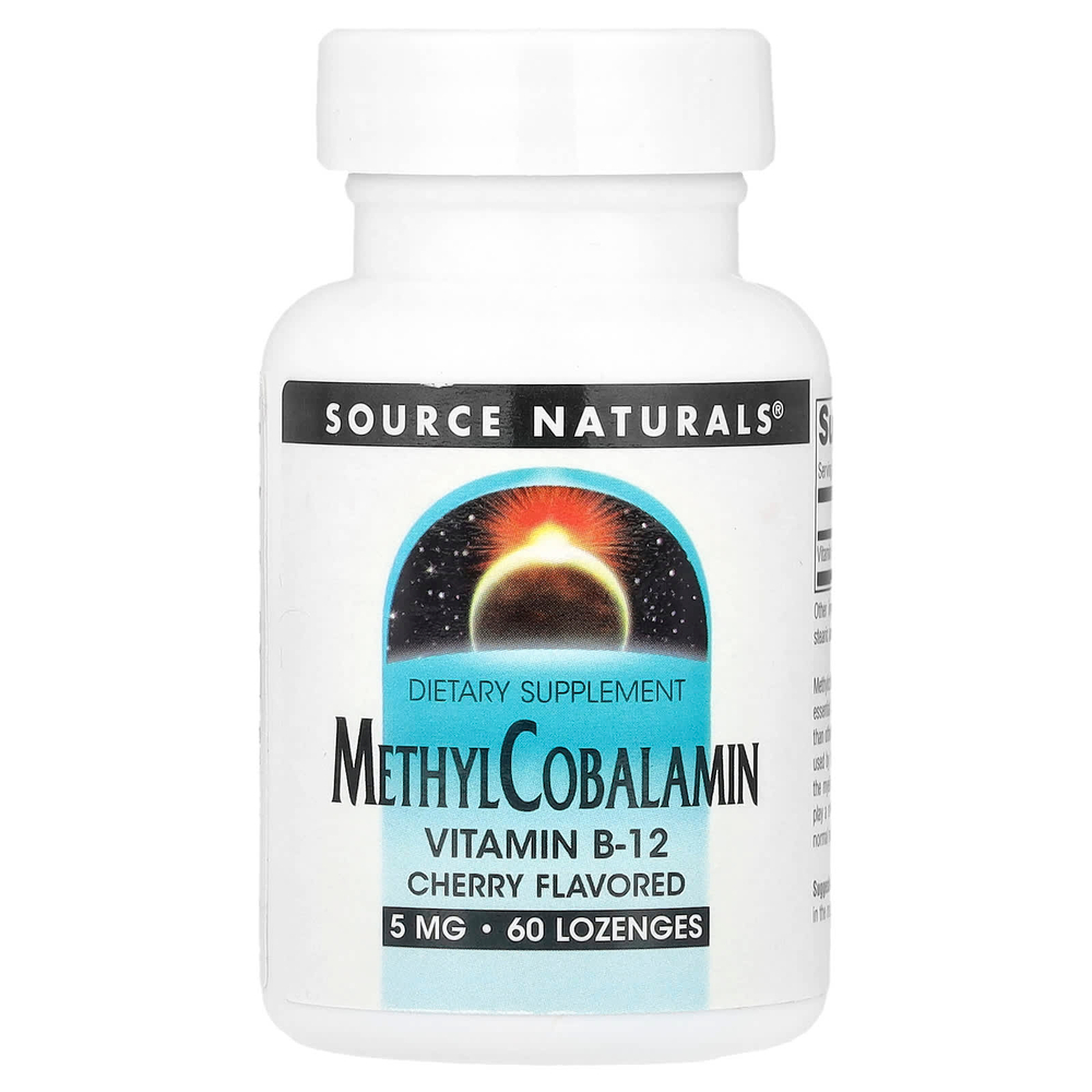 Source Naturals, метилкобаламин, со вкусом вишни, 5 мг, 60 пастилок