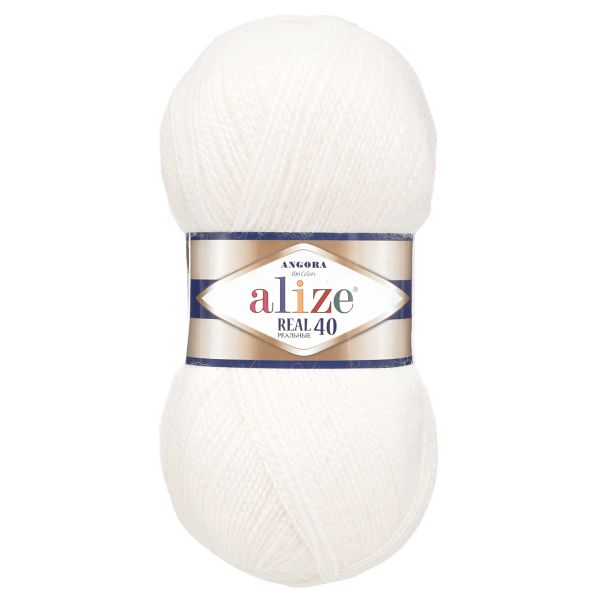 Пряжа Alize (Ализе) Angora Real 40 / уп.5 мот. по 100 г, 430м, 055 белый A