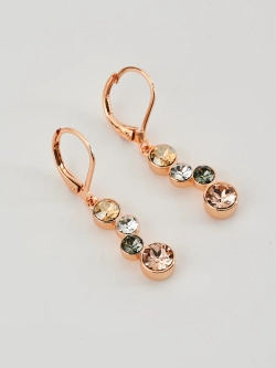 Серьги-подвески Эльза с кристаллами Swarovski шампань